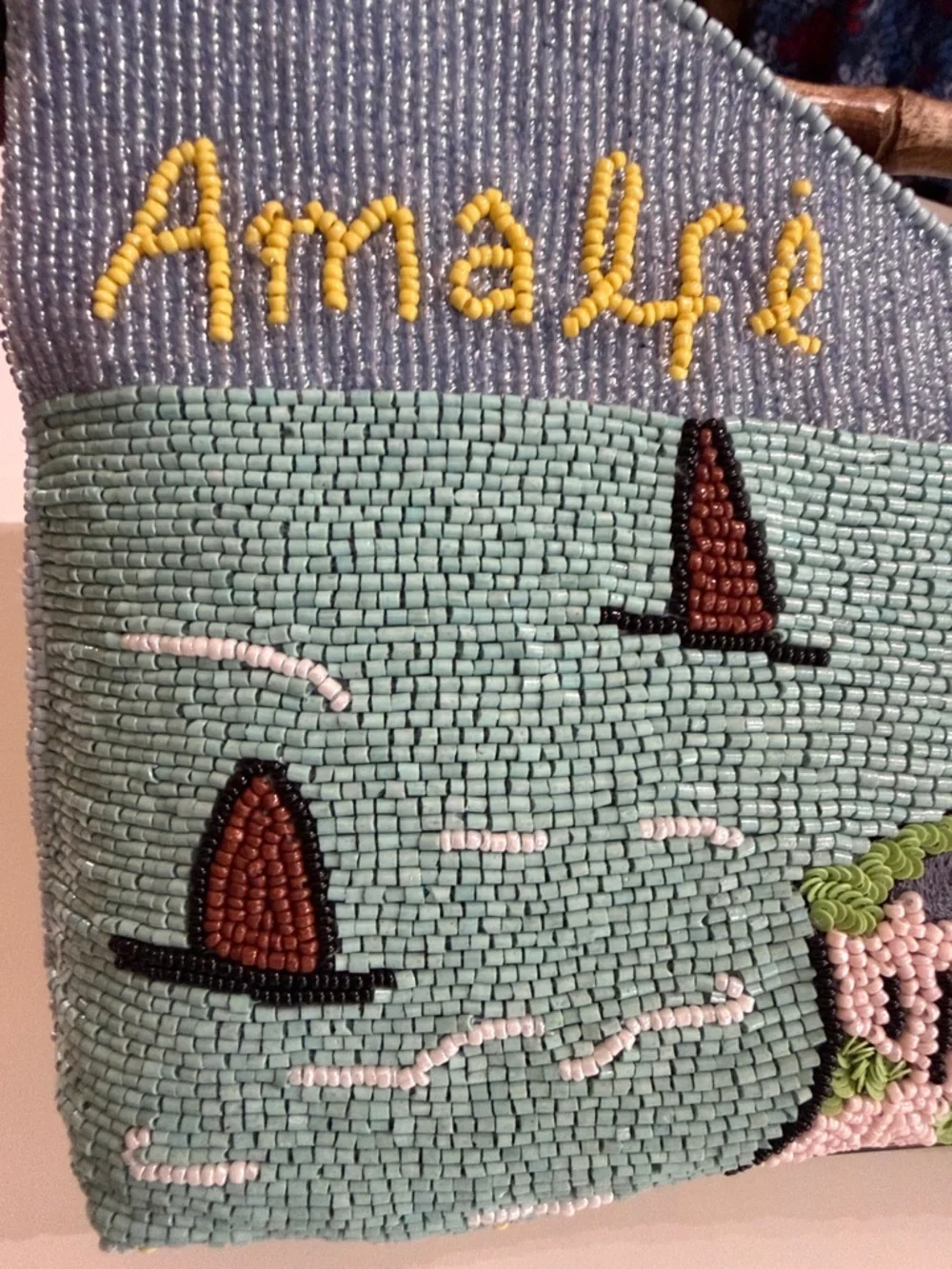 Handcrafted In India | Amalfi Southern Italy Beaded Top Handle Clutch 🇮🇹🍷 - Picture 5 of 12